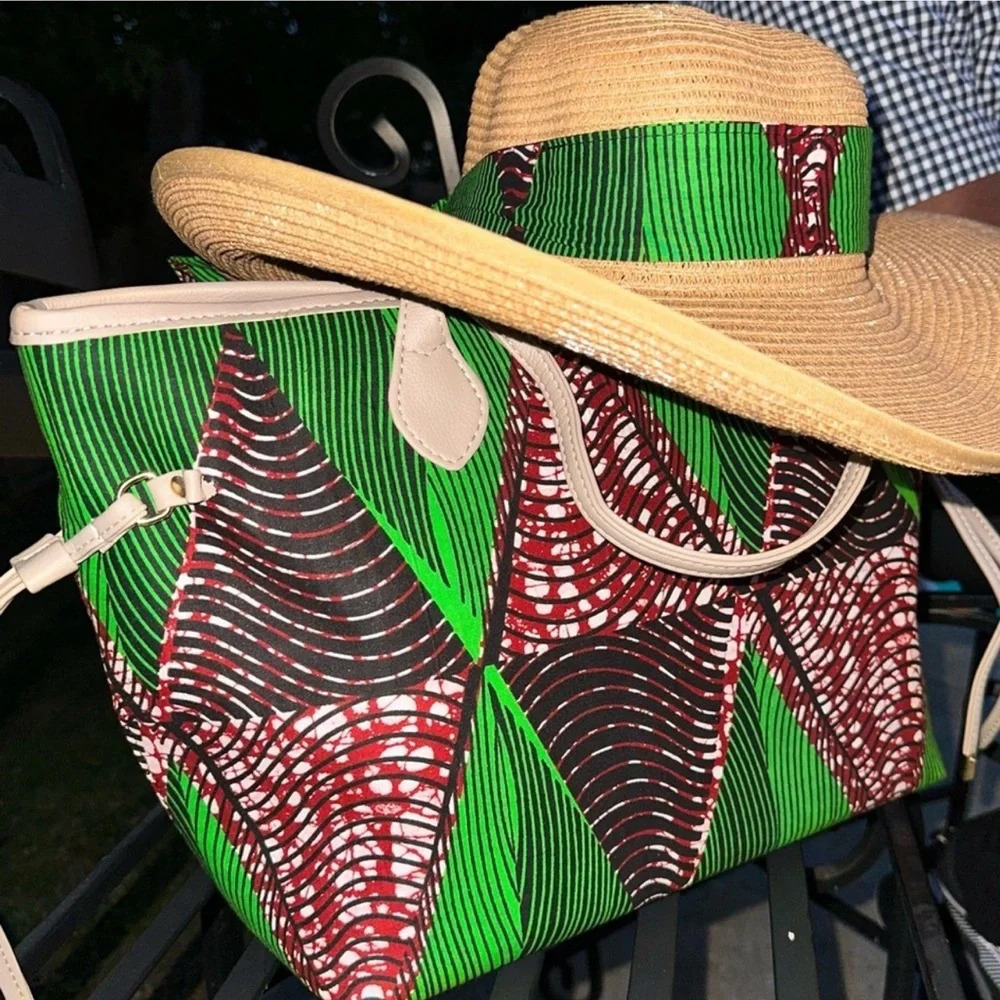 Vintage Kweenzyafrik Ankara Printed Handmade Keimie Carry All Tote Hat